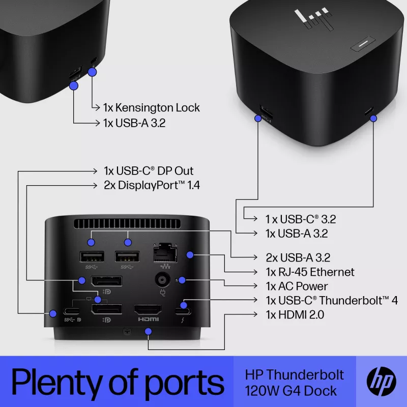 HP Thunderbolt Dock 120W G4 – belaidė prijungimo stotelė, juoda