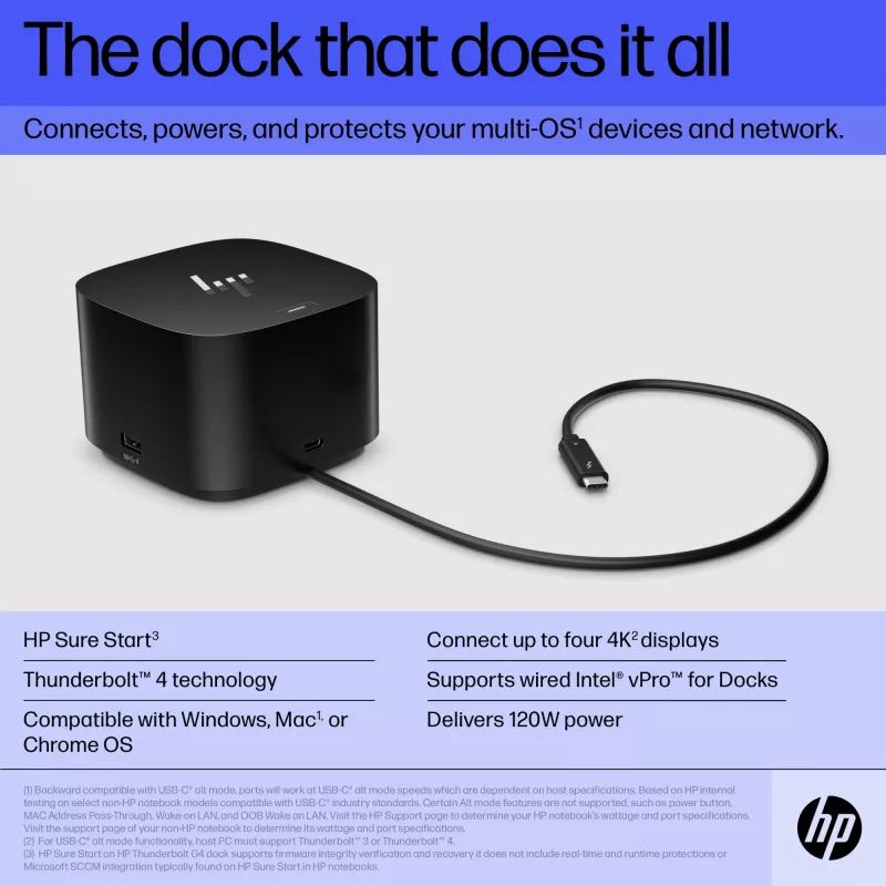 HP Thunderbolt Dock 120W G4 – belaidė prijungimo stotelė, juoda