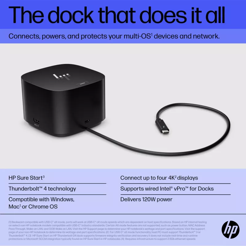 HP Thunderbolt Dock 120W G4 – belaidė prijungimo stotelė, juoda