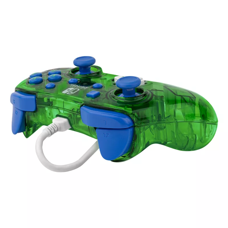 PDP Rock Candy: Luigi Lime mėlynai žalia peršviečiama USB pultelė Nintendo Switch, Switch Lite, Switch OLED
