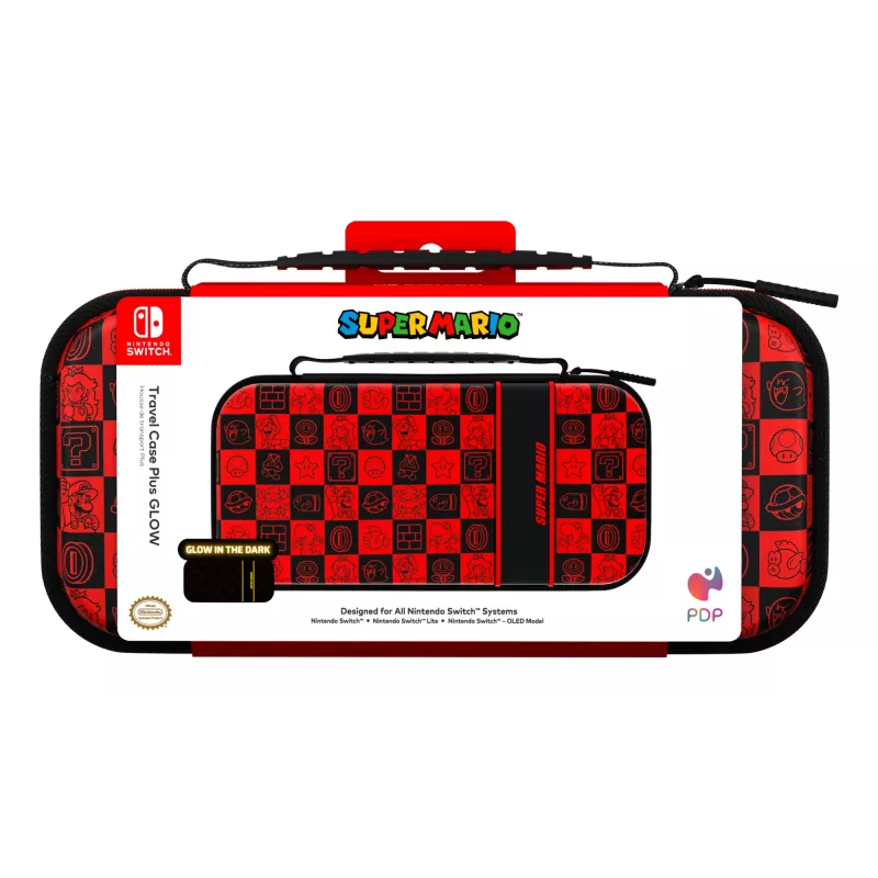 PDP Travel Case Plus GLOW Super Icon, kietas dėklas Nintendo Switch, Switch Lite, Switch OLED