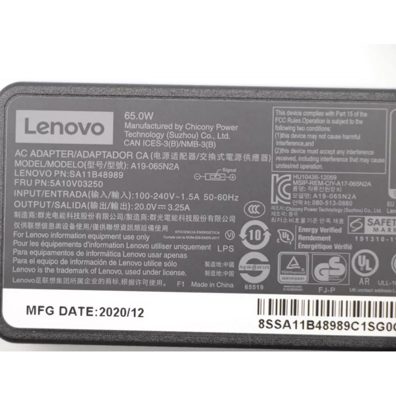 Lenovo 5A10V03250 maitinimo adapteris / keitiklis 65 W juodas