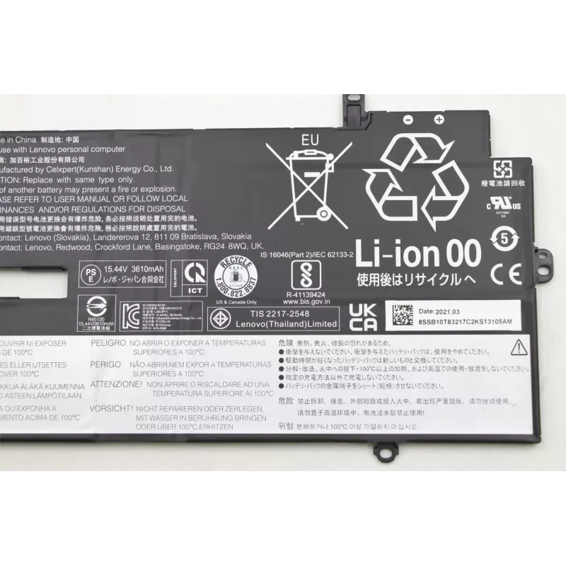 Nešiojamojo kompiuterio baterija Lenovo 57Wh modelis 5B10W13974 suderinamiems Lenovo nešiojamiesiems kompiuteriams