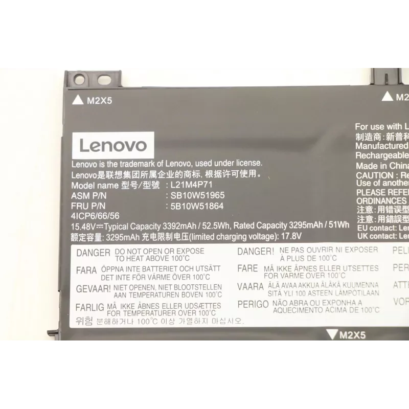 Vidinė ličio jonų baterija Lenovo 5B10W51864 3,7 V 2600 mAh, skirta suderinamiems Lenovo nešiojamiesiems kompiuteriams