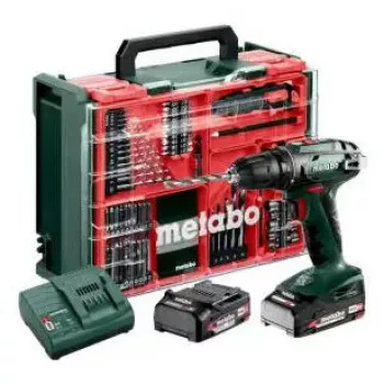 Belaidis gręžtuvas Metabo BS 18, pistoleto rankena, 1,3 kg, 1600 aps./min., 10 mm griebtuvas, 2 Ah ličio jonų (2 baterijos)