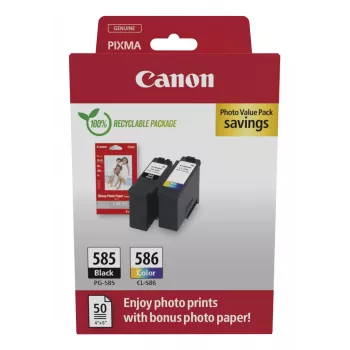 Canon PG-585/CL-586 PVP rašalo kasetės 2 vnt. Originali juoda, žydra, rausvai raudona, geltona