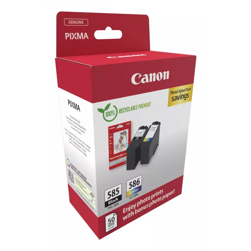Canon PG-585/CL-586 PVP rašalo kasetės 2 vnt. Originali juoda, žydra, rausvai raudona, geltona