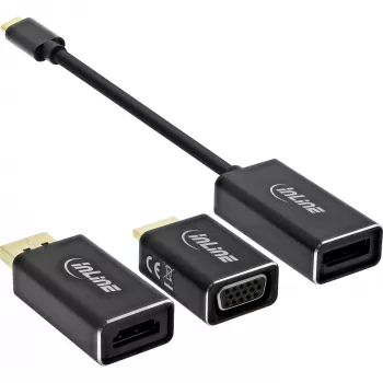 InLine USB ekrano adapterių rinkinys 6-in-1, 4K/60Hz juodas