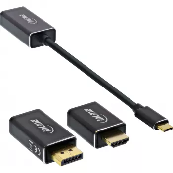 InLine USB ekrano adapterių rinkinys 6-in-1, 4K/60Hz juodas