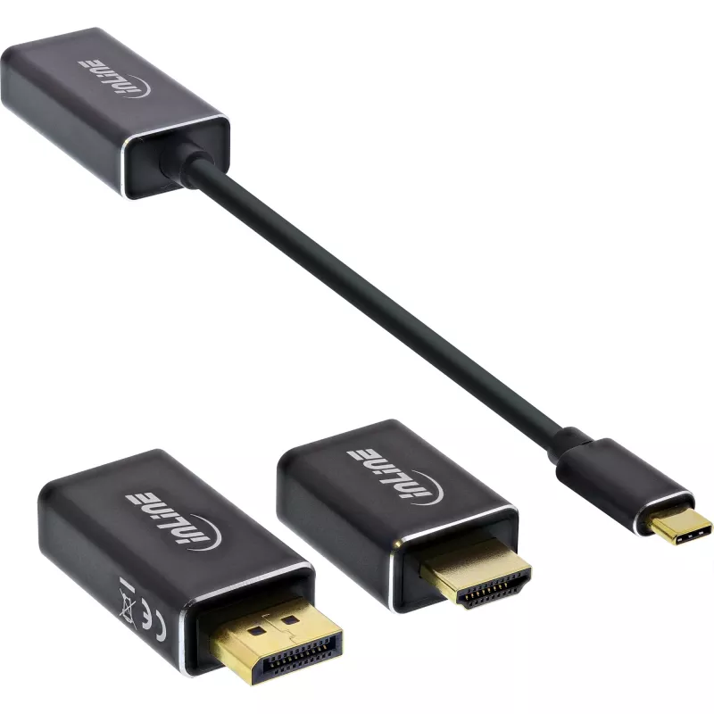 InLine USB ekrano adapterių rinkinys 6-in-1, 4K/60Hz juodas