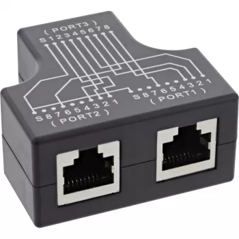InLine Cat.5e STP T-Adapter RJ45 lizdas į 2x RJ45 lizdą Juoda