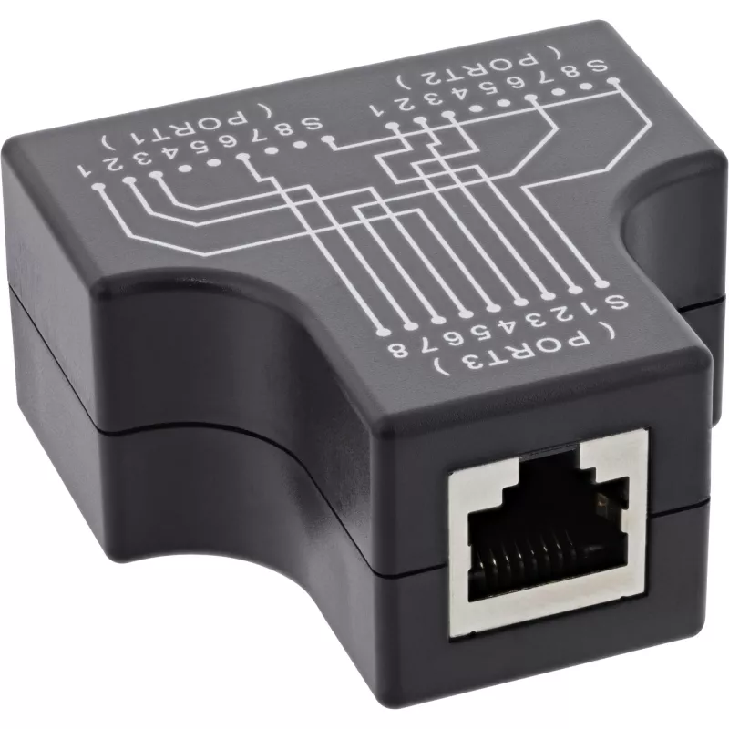 InLine Cat.5e STP T-Adapter RJ45 lizdas į 2x RJ45 lizdą Juoda