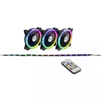 Ventiliatorių rinkinys Inter-Tech RS-04 RGB 12 cm juodas