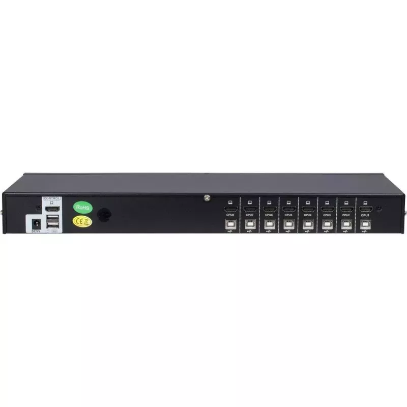 KVM jungiklis Inter-Tech AS-9108HA, montuojamas į stelažą, juodas