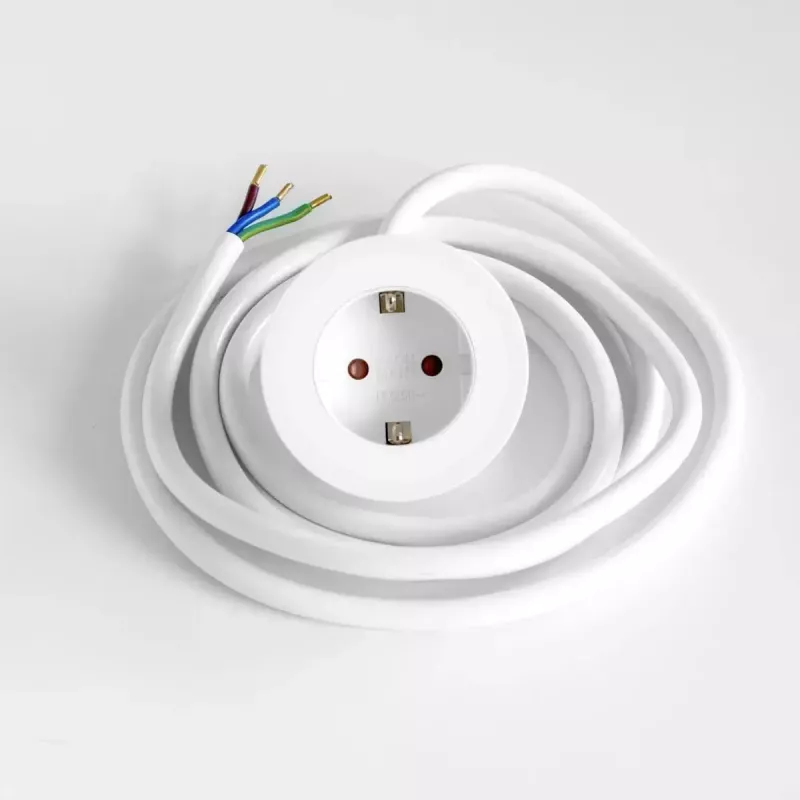 Įmontuojamas stalinis kištukinis lizdas Bachmann PIX su 2 m maitinimo laidu, baltas, Ø 6,8 cm, aukštis 50 mm