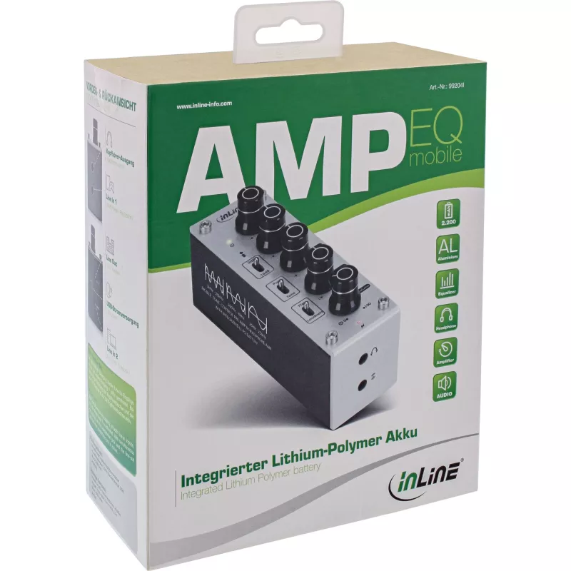 InLine AmpEQ mobile, Tri-Tone Hi-Res ausrinis ir ausinių stiprintuvas, 3,5 mm stereo