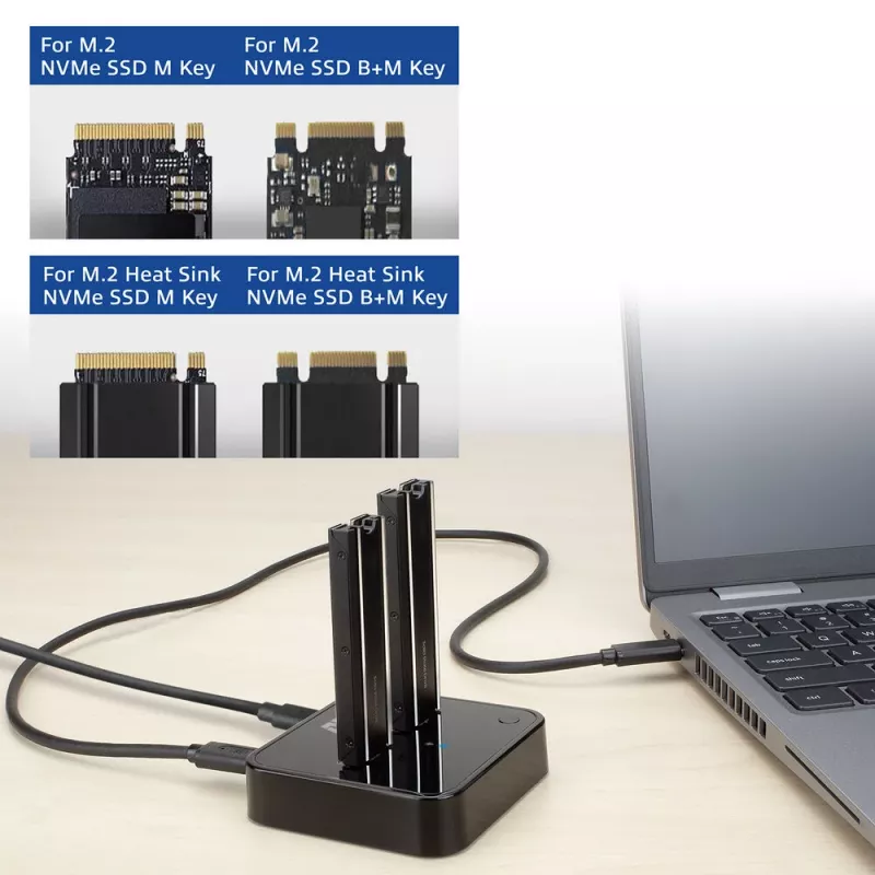 ACT AC1502 M.2 NVMe/PCIe dvigubų SSD dokų klonavimo stotelė, USB-C 3.2 Gen2