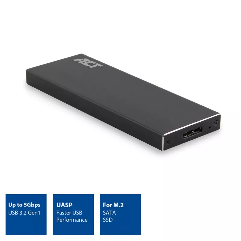 Išorinis SSD dėklas ACT M.2 USB 3.2 Gen1 Juodas 5 Gbit/s