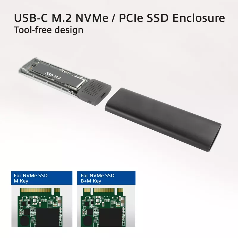 Dėklas SSD ACT AC1615 USB-C M.2 NVMe PCIe 10 Gbit/s Juodas