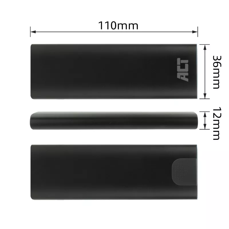 Dėklas SSD ACT AC1615 USB-C M.2 NVMe PCIe 10 Gbit/s Juodas