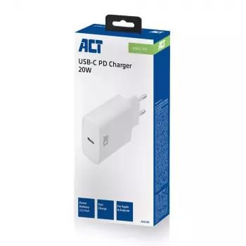 ACT Kompaktiškas USB-C 20 W greitasis kroviklis, baltas