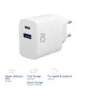 ACT AC2122 USB-C & USB-A įkroviklis 20W su Power Delivery PPS, Quick Charge, GaNFast