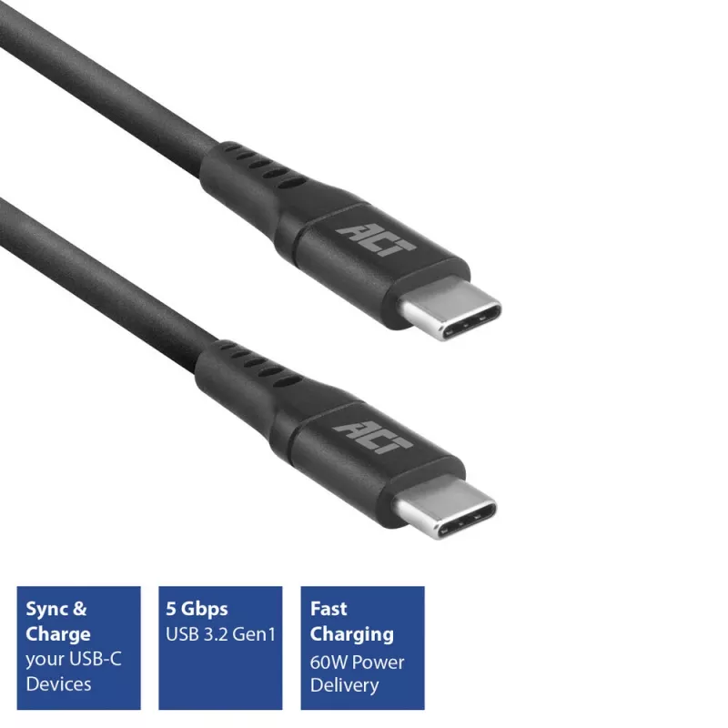 ACT USB 3.2 Gen1 įkrovimo/duomenų laidas C kištukas - C kištukas 1 m