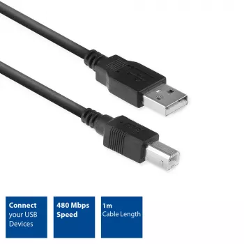 ACT USB 2.0 jungiamasis laidas A kištukas - B kištukas 1 metras Juodas