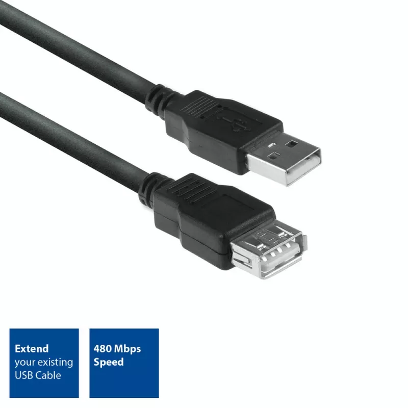 ACT USB 2.0 ilginimo laidas A kištukas - A lizdas 1,8 m, Zip maišelis
