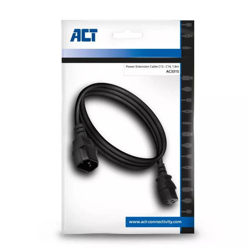 Maitinimo laidas C13 C14 juodas 1,8 m ACT Powercord