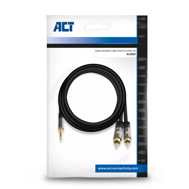 ACT 5 m aukštos kokybės garso jungiamasis laidas 1x 3,5 mm stereo lizdas - 2x RCA