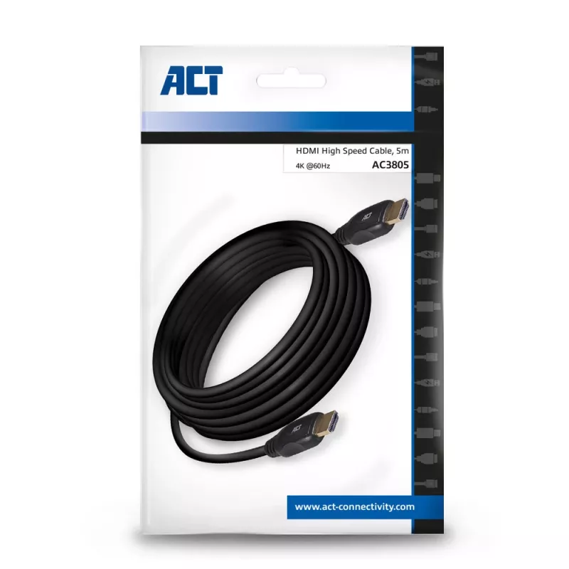 ACT 5 metrų HDMI itin didelės spartos vaizdo kabelis v2.0, HDMI-A kištukas – HDMI-A kištukas
