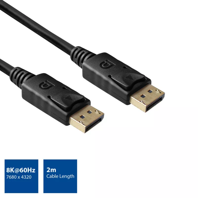 ACT AC3910 DisplayPort 1.4 kabelis 2 m, 8K, vyriškas - vyriškas