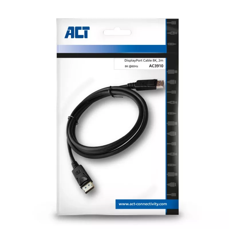 ACT AC3910 DisplayPort 1.4 kabelis 2 m, 8K, vyriškas - vyriškas