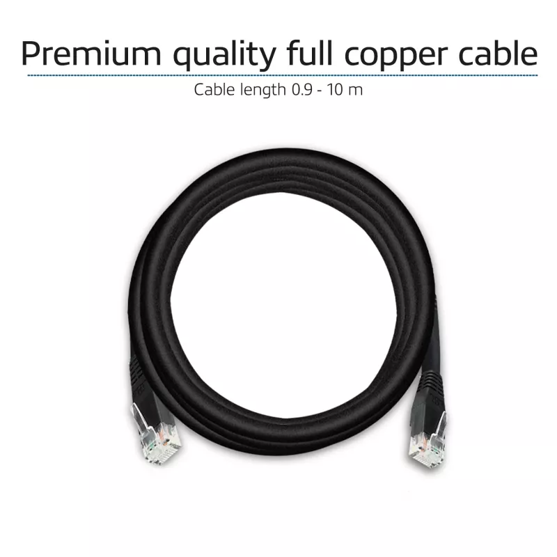ACT Black 2.0 metro U/UTP CAT6 patch kabelis su RJ45 jungtimis