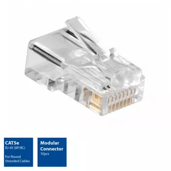 ACT AC4110 RJ-45 kištukas CAT5E, sidabriniai kontaktai, permatomas, 10 vnt.