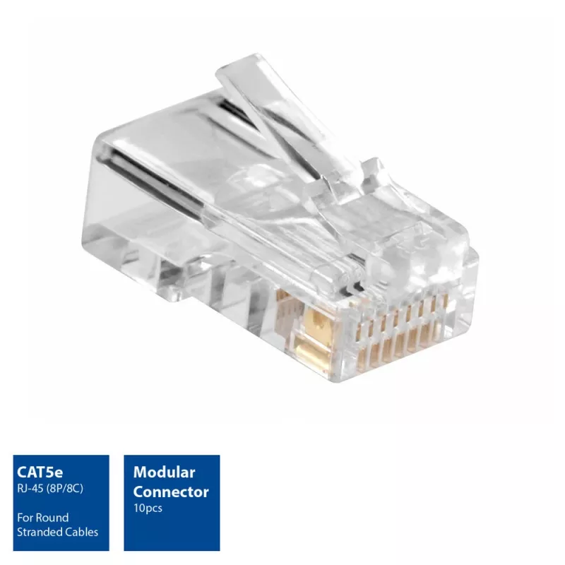ACT AC4110 RJ-45 kištukas CAT5E, sidabriniai kontaktai, permatomas, 10 vnt.