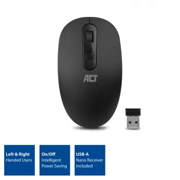 Belaidė pelė ACT Wireless Mouse 1200 DPI, ambidekstrinė, RF, juoda