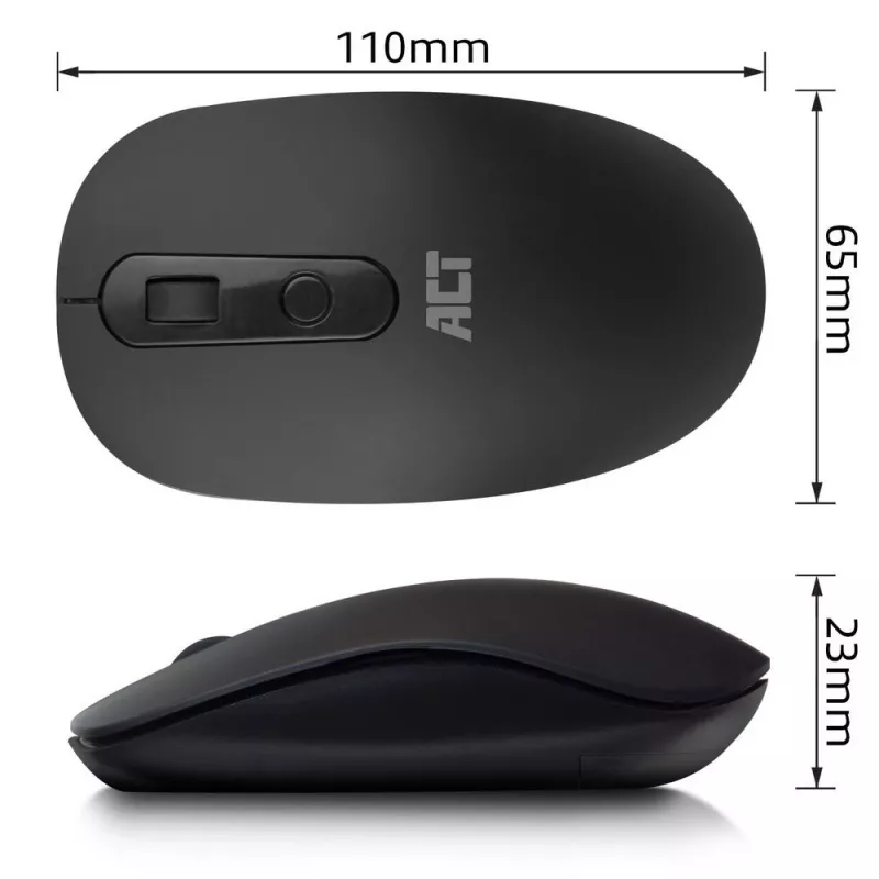 Belaidė pelė ACT Wireless Mouse 1200 DPI, ambidekstrinė, RF, juoda