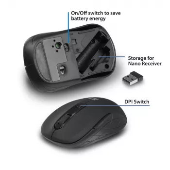 Belaidė pelė ACT Wireless Mouse 1600 DPI optinė dešinei rankai 4 mygtukai