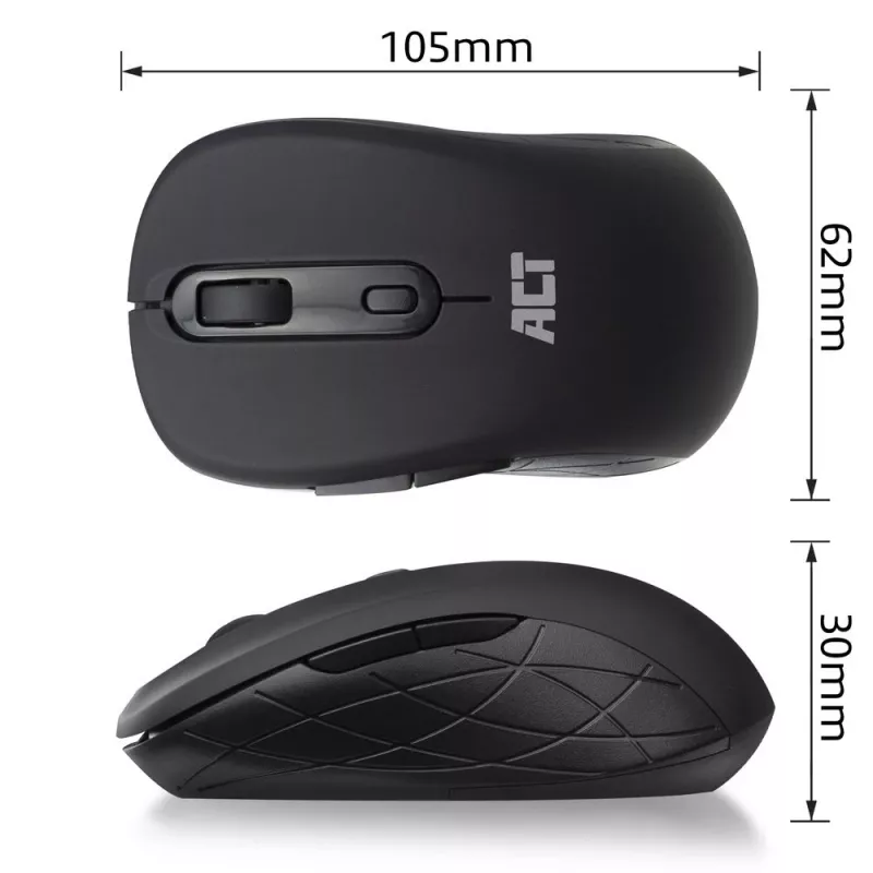 Belaidė pelė ACT Wireless Mouse 1600 DPI optinė dešinei rankai 4 mygtukai