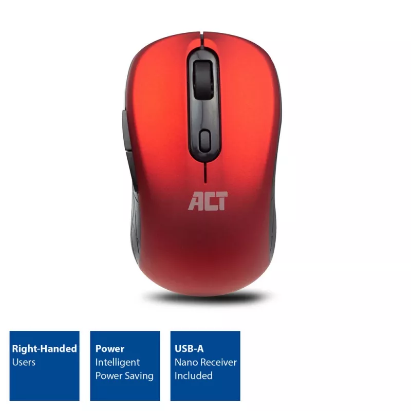 ACT belaidė pelė 1600 DPI optinė RF raudona