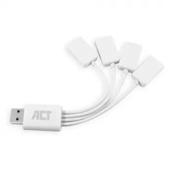 ACT USB šakotuvas 4 prievadai USB-A lankstus USB 3.2 Gen 1 Baltas 480 Mbit/s