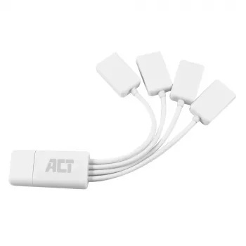 ACT USB šakotuvas 4 prievadai USB-A lankstus USB 3.2 Gen 1 Baltas 480 Mbit/s