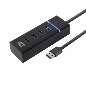 ACT AC6300 USB 3.2 Gen 1 4 prievadų USB Type-A šakotuvas, 5000 Mbit/s, juodas