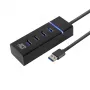 ACT AC6300 USB 3.2 Gen 1 4 prievadų USB Type-A šakotuvas, 5000 Mbit/s, juodas
