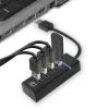 ACT AC6300 USB 3.2 Gen 1 4 prievadų USB Type-A šakotuvas, 5000 Mbit/s, juodas