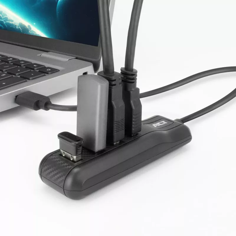 ACT AC6320 USB 3.2 Gen 1 4 prievadų USB-A šakotuvas, juodas