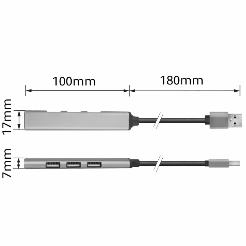 ACT AC6325 USB 3.2 Gen 1 Type-A USB šakotuvas 4 prievadai pilka spalva