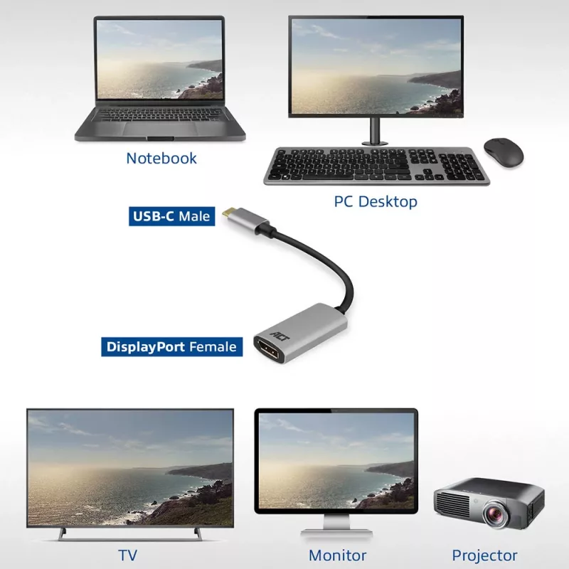 USB-C į DisplayPort adapteris ACT AC7030